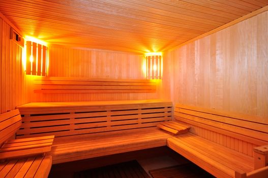 Interior of a modern sauna cabin