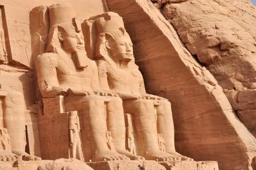 Great temple of Abu Simbel, in Egypt, Africa. It was constructed for the pharaoh Ramesses II who reigned for 67 years during the 13th century BC (19th Dynasty).