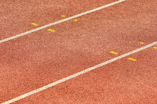 Detail of an athletics running track