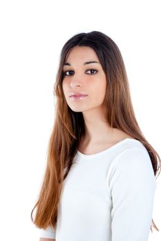 asian brunette indian woman with long hair portrait