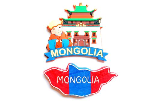Map and logo of Mongolia on a white background