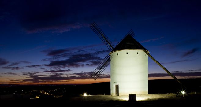windmill at night, Campo de Criptana, Castile-La Mancha, Spain