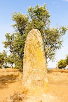 menhir in Almendres near Evora, Alentejo, Portugal