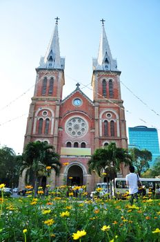 Landmark of the famous historic Cathedral in Ho Chi Minh,Vietnam