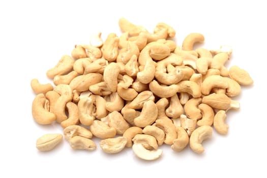 Ripe Cashew Nuts on white background