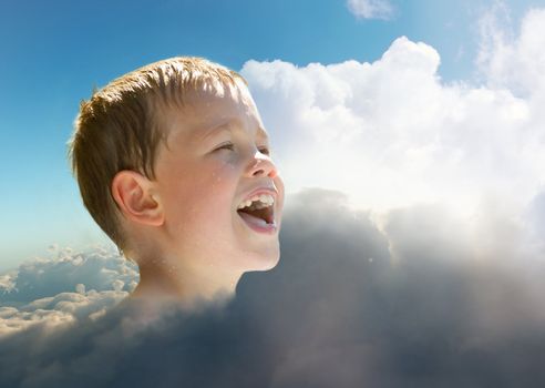 young child in the sky