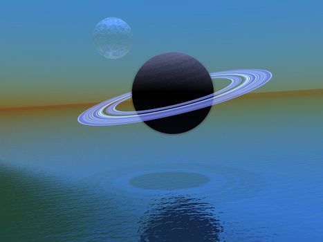planet saturn and sky blue