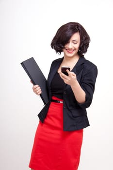 young business woman is talking on the mobile phone