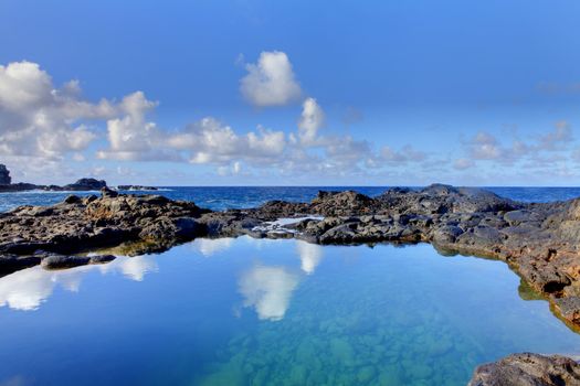 Olivine Pools rocks and ocean.