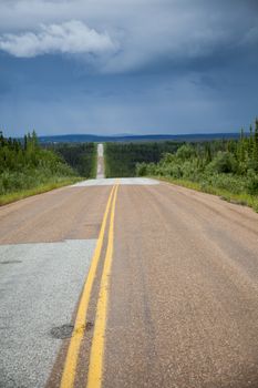 Rural highway in remote area of Alaska
