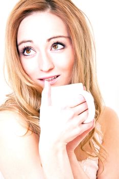 young beautiful girl with a cup of coffee