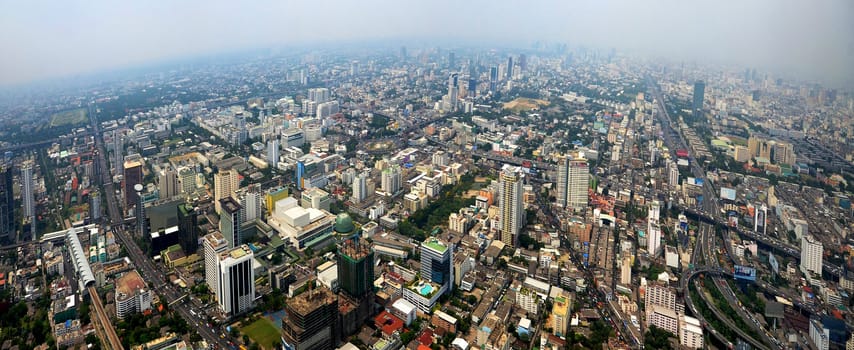 Bird's view of Bangkok, panorama, aerial photo