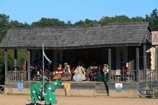 MISSION, TX – OCTOBER 2009: Performers working at the Texas Renaissance Festival, known as the largest in the state and taken on October 17, 2009 in Mission, Texas.