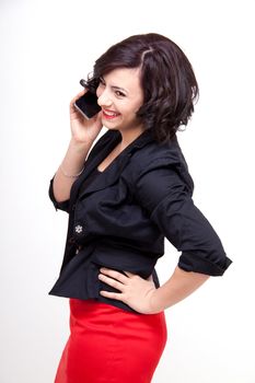 young business woman is talking on the mobile phone