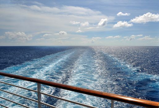 Wake left behind by a cruise ship in the Caribbean