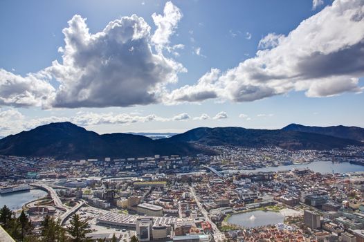 View over Bergen taken from the popular landmark Fløyen.