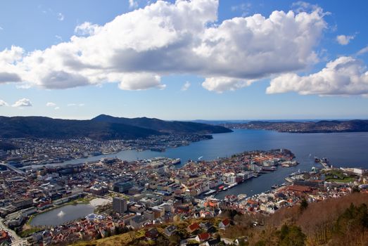 View over Bergen taken from the popular landmark Fløyen.