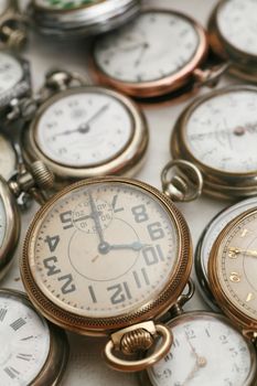 Old vintage clocks, watches