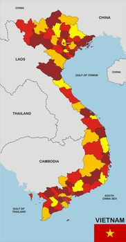 very big size political map of vietnam with flag