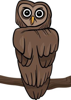cartoon illustration of owl on the branch