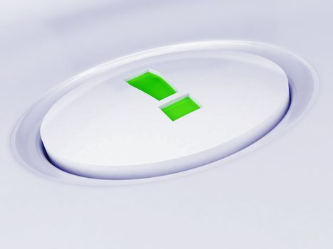 white plastic button with a green symbol