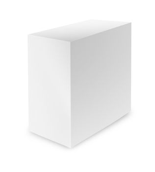 close up of a white box on white background with clipping path