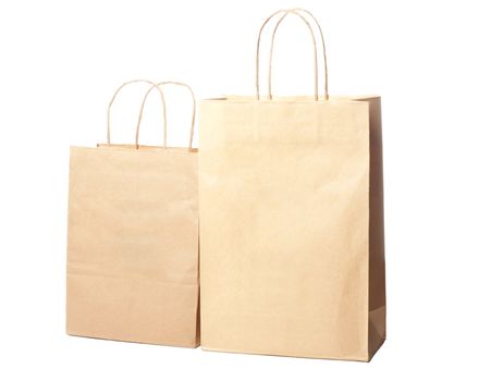 Two paper bags isolated over white background