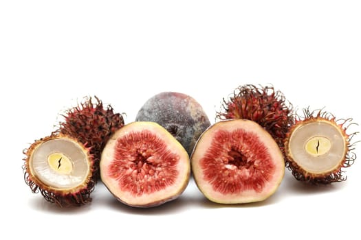 exotic fruits compilation: rambutan and fig