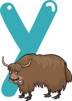 cartoon illustration of Y letter for yak