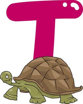 cartoon illustration of T letter for turtle