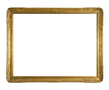 Antique gold ornate picture frame isolated on a white background
