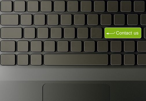 Keyboard with contact us button, contact us concept