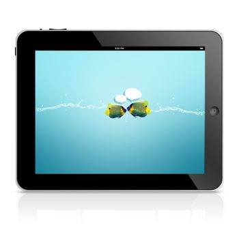 tablet computer isolated on black background