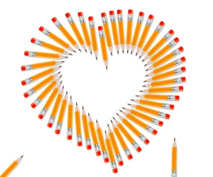 Set of Pencils on white background.
