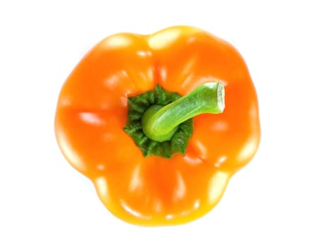 Orange bell pepper on white background