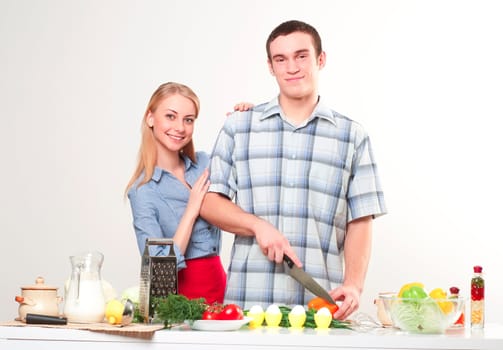 couple of cooking together, have fun time