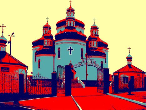 General view of a cathedral of Orthodox church in the city Krivoi Rog in Ukraine