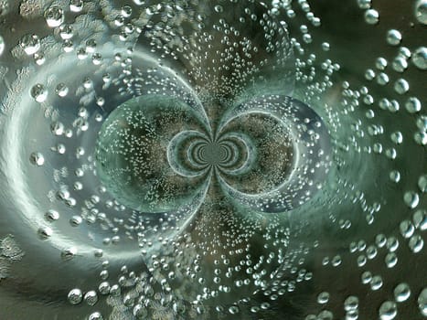 abstract spherical kaleidoscope  as a whirlpool of air bubbles in water