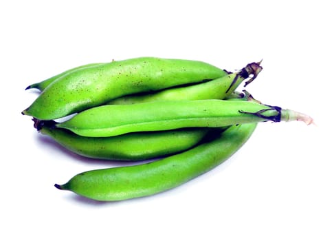 bunch of broad beans on a white background