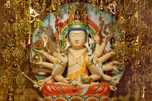 Longevity Bodhisattva Samantabhadra Goddess Statue in Buddhist Temple