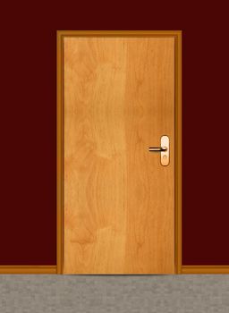 One apartment wooden door.