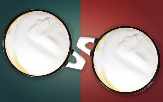 coffee art, A cups of cappuccino with big foam.