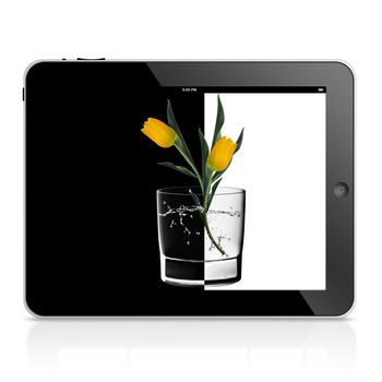 tablet computer isolated on black background