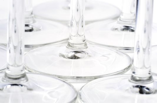 Champagne glasses in a white background