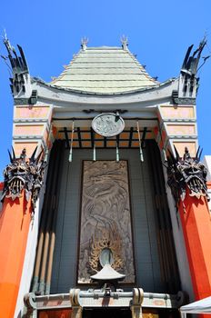 LOS ANGELES - AUGUST 25: Grauman's Chinese Theater on August 25, 2010 on Hollywood Boulevard in Hollywood, California. Hand prints of celebrities are engraved on concrete in front of the building.