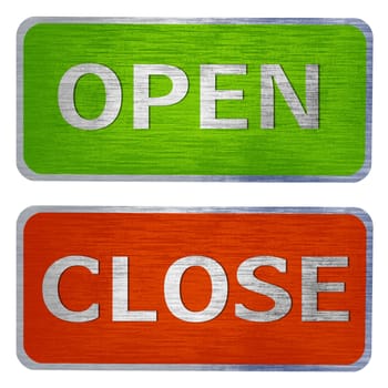 Open and close door signs isolated on a white background.