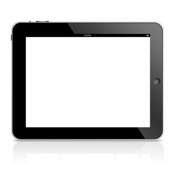 tablet computer isolated on black background