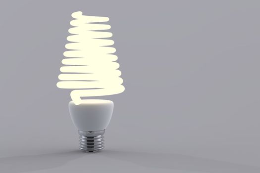 Energy saving light bulb close up in studio