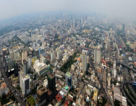 Bird's view of Bangkok, panorama, aerial photo