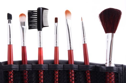 set of cosmetic brushes isolated on white background
